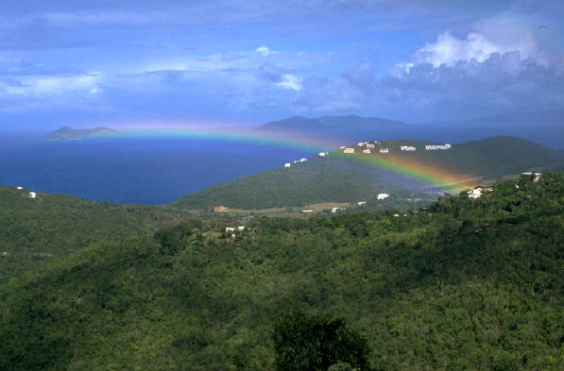 rainbow on a mountain